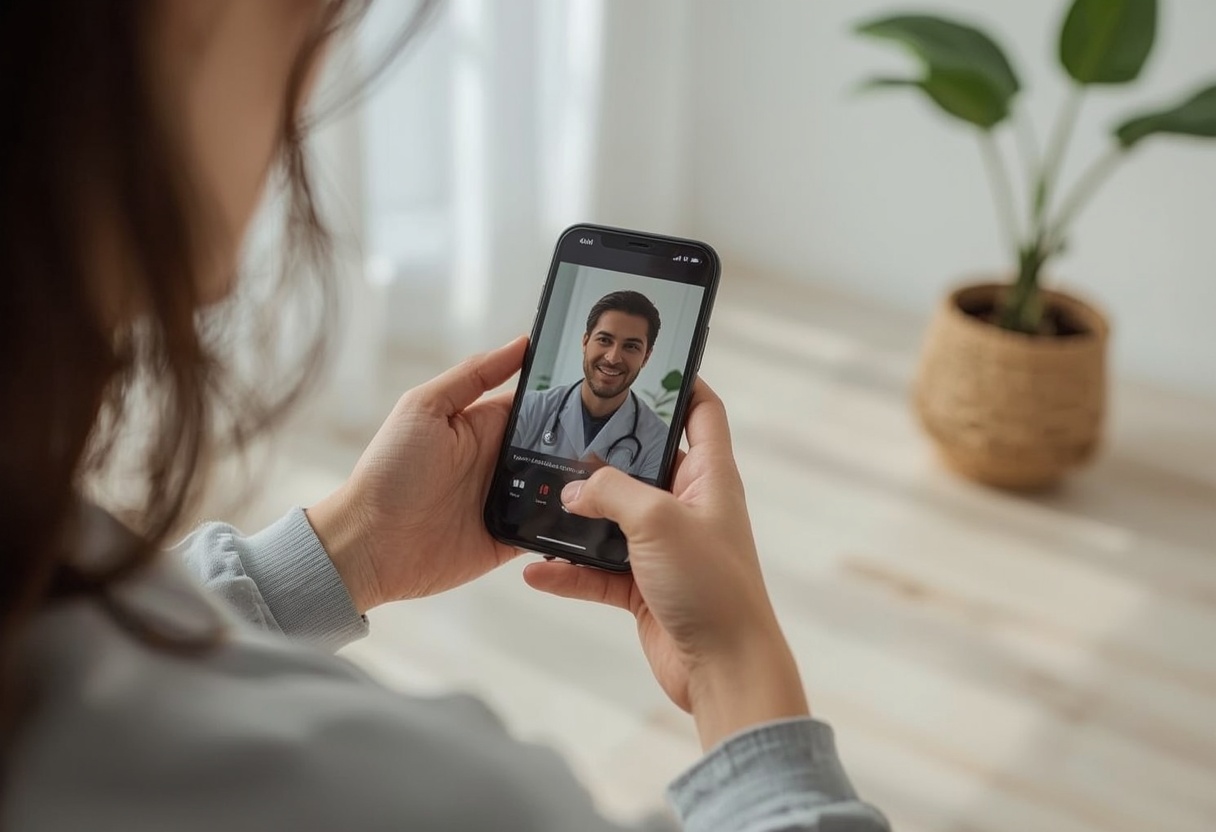 A patient on a video consultation